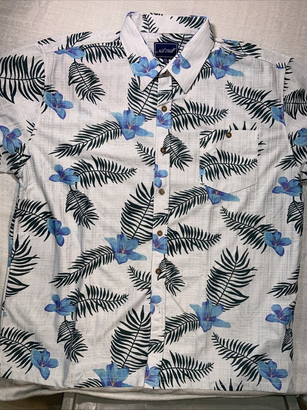 Nob Hill Multicolor Hawaiian Shirt Palm Trees Button-Up Short Sleeve Size 2XL